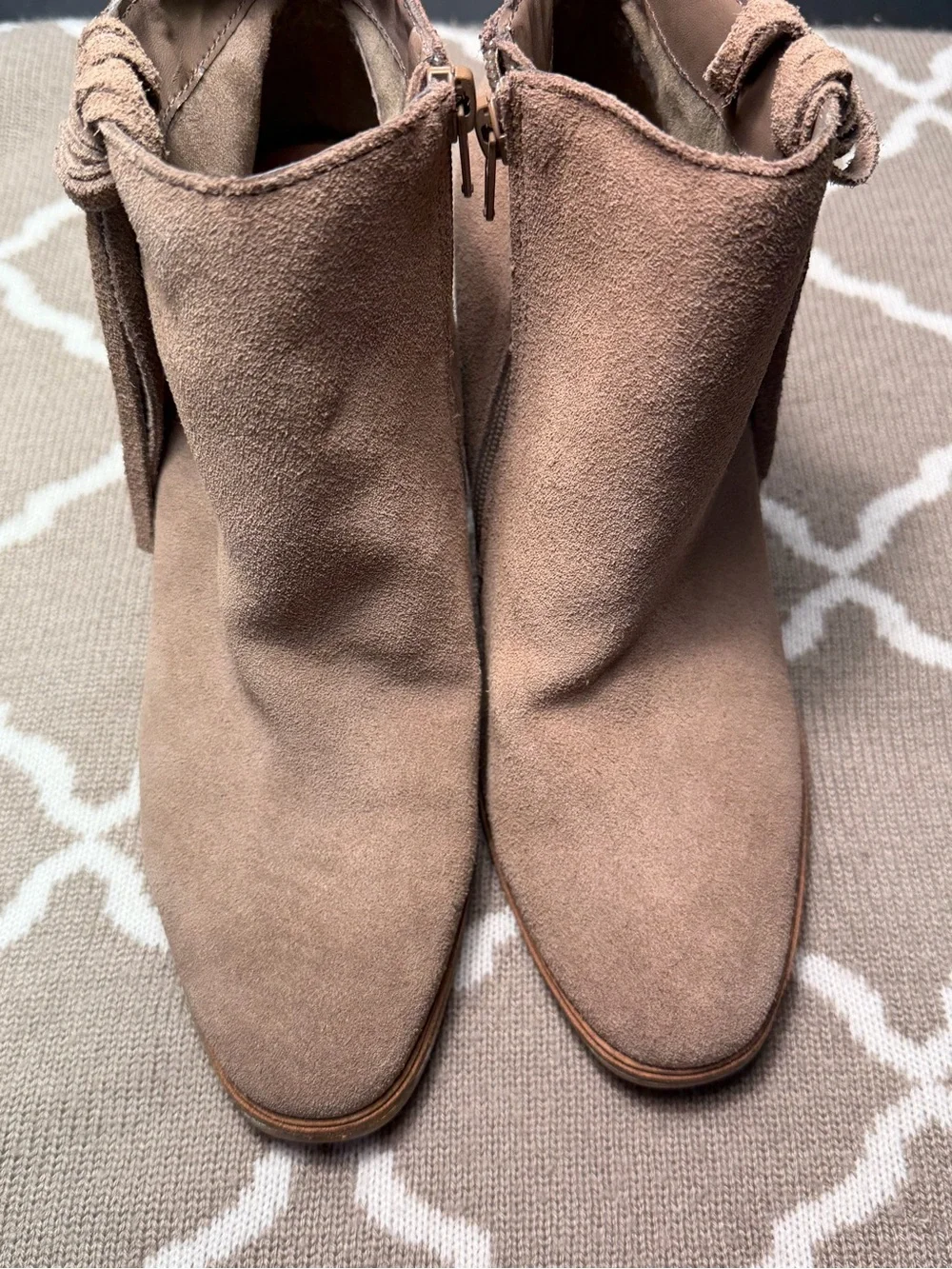 Dolce Vita Taupe Suede Fringe Ankle Booties